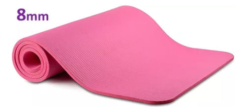 Yoga Mat Pilates Fitness Gym 8mm Mat + Strap 6