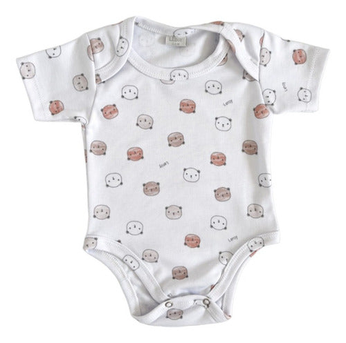 Printed Baby Bodysuit with Bear Design 0