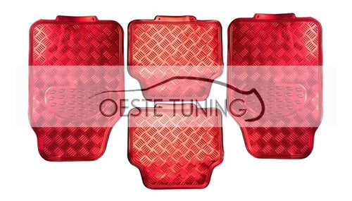 Oeste Tuning Red Leather Seat Covers + Steering Wheel Cover + Floor Mats + Gear Shift Cover 5