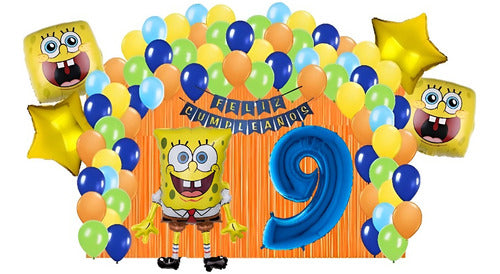 Tienda de Globos Combo Arco Globos Bob Esponja Metalizados Decoracion 0