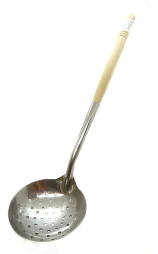 Small Stainless Steel Skimmer with Wooden Handle 0