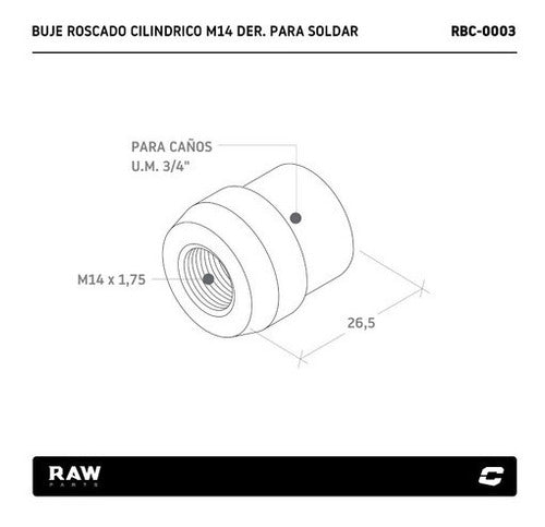 Raw Parts M14 Right Threaded Cylindrical Bushing for Welding 1