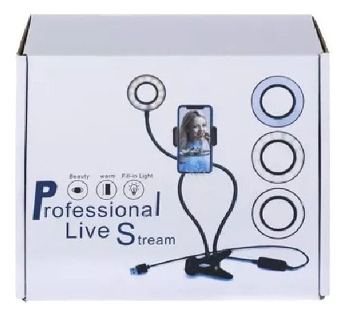 Professional Live Stream LED Ring Light Cell Phone Holder for Recording Videos 3