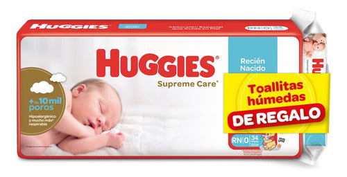 Huggies Supreme Care Recien Nacido X 34 + Toalla De Regalo 0