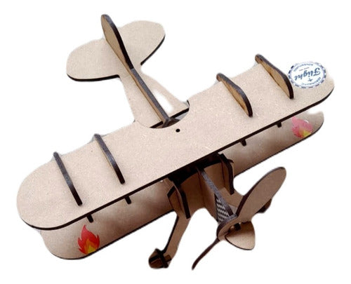 Avion Biplano Madera Rompecabezas Puzzle Didactico Niños 3