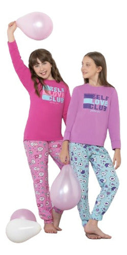 Girls' Heart Print Pajama Set Ages 4 to 16 - Piache Piu 608 2