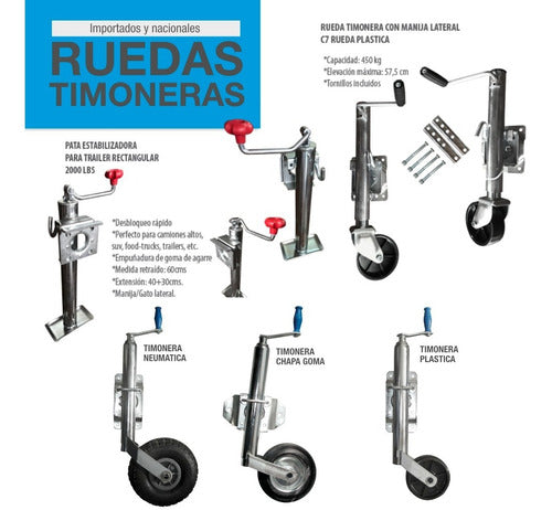 RO-AN Adjustable Height Trailer Wheel with Solid Rubber and Steel Rim 4