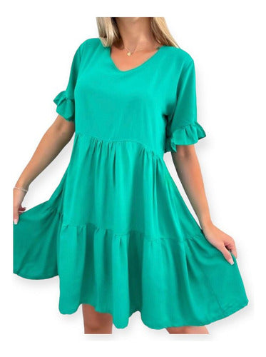 Short Dress with 3/4 Sleeves and Flared Hem Plus Size 6