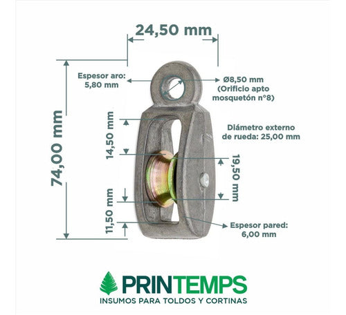 Armar Roldana Numero 5 Simple X 10 Unidades Moton Polea Toldo Soga 3