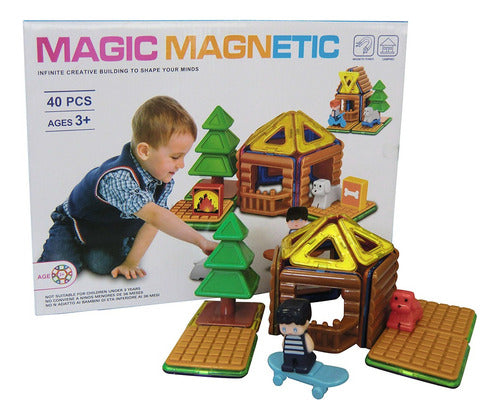 Magic Magnetic Colorful Magnetic Block Set with 40 Pieces 1