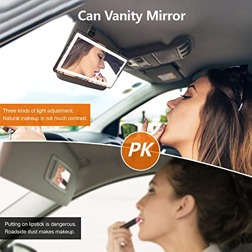 Xinlykid Car Visor Vanity Mirror Rechargeable With 3 Light Modes & 60 LEDs 2