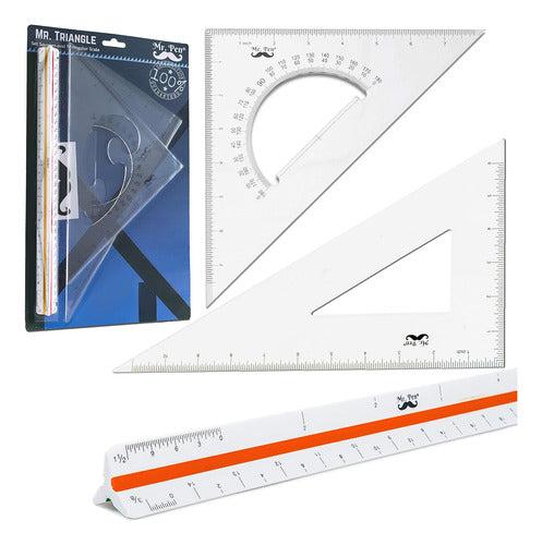 Mr. Pen - Large Triangular Ruler Set with Triangular Scale 0