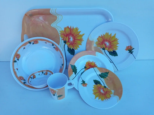 Plastic Ware Girasol Melamine Dinnerware Set for 6 People - 32 Pieces 1