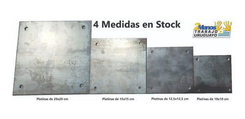 2 MANOS Pack 5 Platinas Hierro 20x20 Cm Placas De Anclaje Perforadas 1