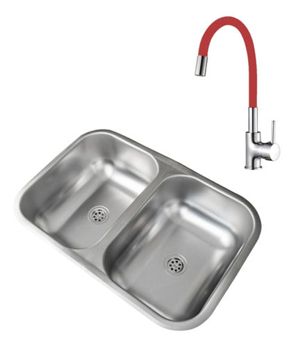 Dhinox Kitchen Sink DH56 and Aqualia Leira Red Faucet 0