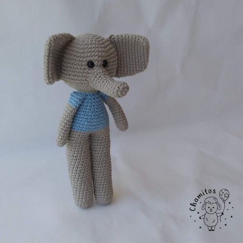 Handmade Crochet Amigurumi Elephant Long Legs Toy 1