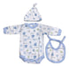 Gamisé Baby Monster Print Bib and Hat Set 0