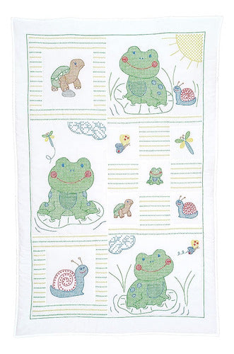 ~? Jack Dempsey Frogs Baby Quilt, Blanco 0