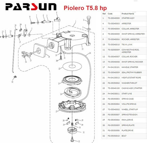 PARSUN Chicler Carburador 5.8 2T Tohatsu 393-03254-0 4