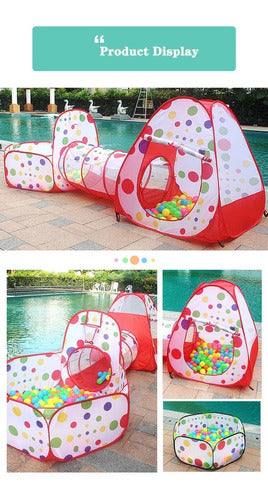 Crazy Art Kids 3-in-1 Foldable Play Tent Tunnel House with Balls 7