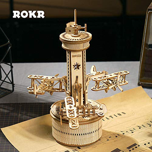 Rokr 3d Wooden Puzzle Airplane Tower Music Box - Kit De Cons 4