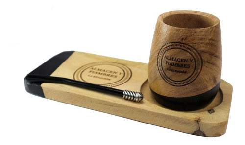 Personalized Engraved Wooden Mate Set with 12 Straws - Mate Madera Tabla Personalizado Grabado Logo Bombilla X12