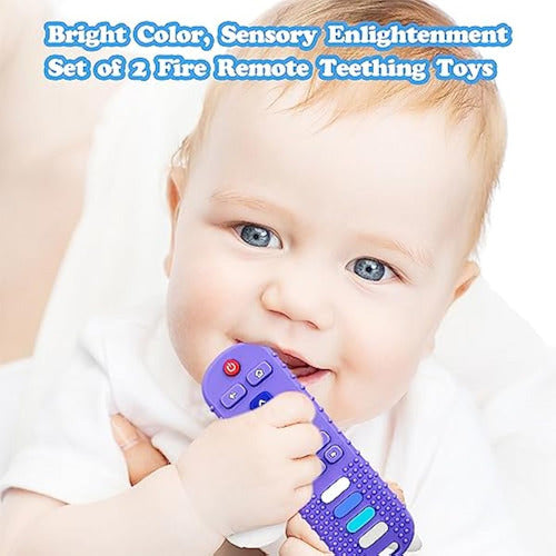 Silicone Teething Toy Set - Pack of 2, TV Remote Control Shaped Chewable Toys for Infants - Ersihua Paquete De 2 Juguetes De Dentición De