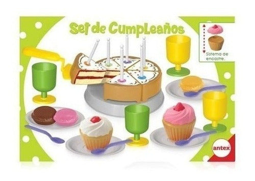 Antex Set Cumpleaños Con Torta Accesorios Encastre Lloretoys 0