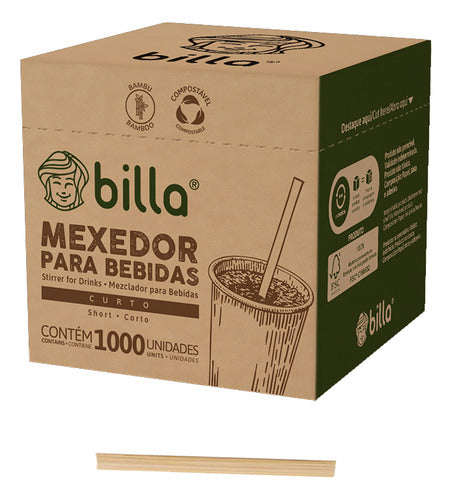 Mexedor Palheta Billa Curto Bambu Bebida Chá Café Kit 3 1