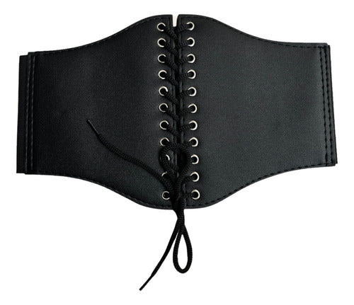 Manda Pack of 6 Black Eco-Leather Underbust Corsets 0