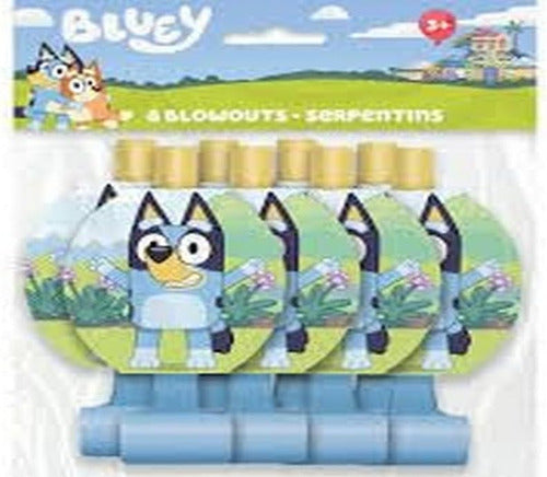 Bluey Unique Blue Party Blowouts for Kids, Pack of 8 0