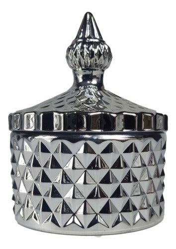 Silver Glass Candy Jar with Lid 15x8.5 cm 0
