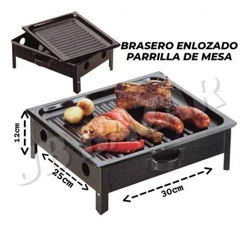 Enamelled Black Tabletop Brasero Portable Grill BBQ 1