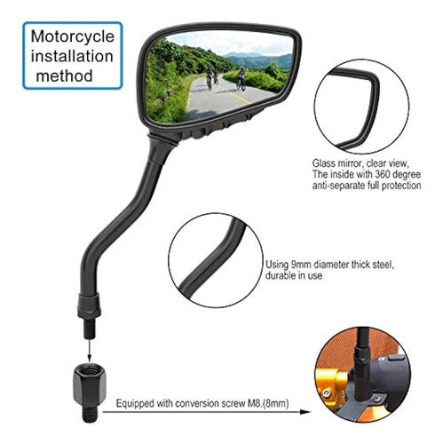 Topcabin Bicycle Mirrors - Multi-Angle Adjustable Safety Reflection 2