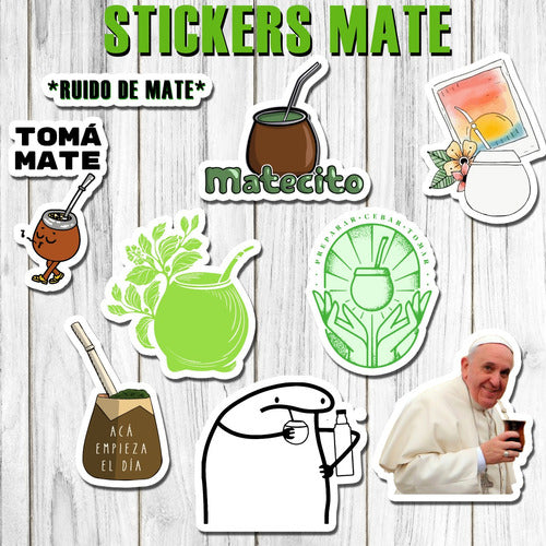 Stickers Mate Yerba Termo 15 Unidades Pvc Plastificados 3