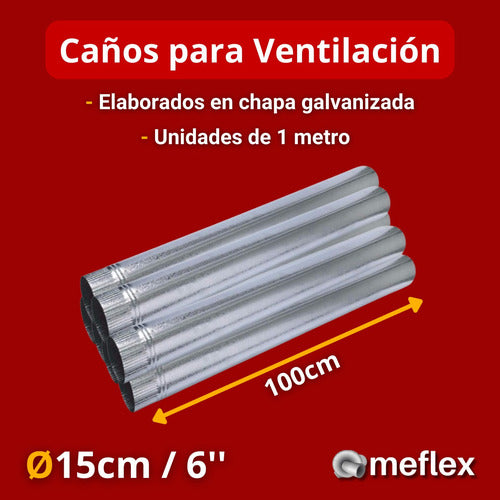 Caños Redondos Chapa Galvanizada 6 Pulgadas Para Ventilación 1