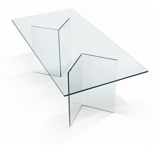 Set of 2 V or L Glass Bases for Table, Clear 10mm 0