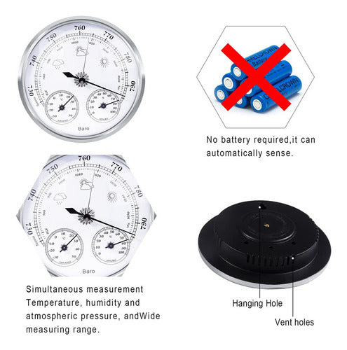 3 Em1 Termômetro, Barômetro, Higrômetro, Estação. 4