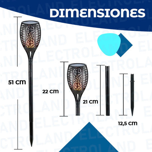 Electroland Led Antorcha Efecto Fuego Luz Solar Exterior Jardín Estaca 4