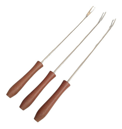 Anabea Stainless Steel Fondue Forks Set x3 with Wooden Handle 1