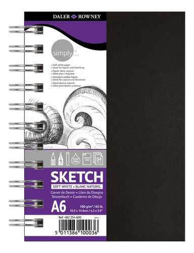 Bloco Espiral Sketchbook Daler Rowney A6 54fls 100g 0