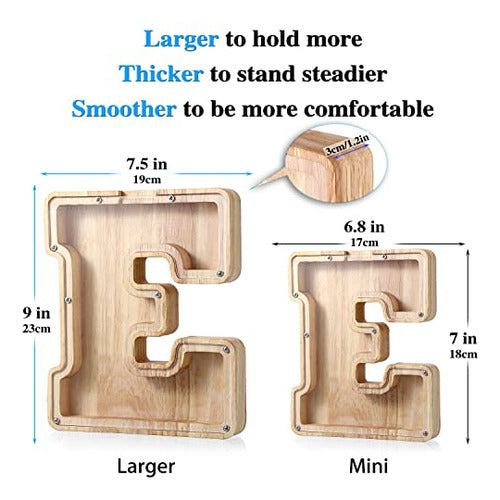 Alcancia De Madera Para Billetes Y Monedas De 23cm Letra_x 1