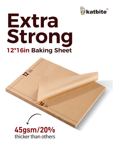 Katbite Braun - Baking Paper 30x40 Cm, 200 Heavyweight Sheets, Unbleached 1