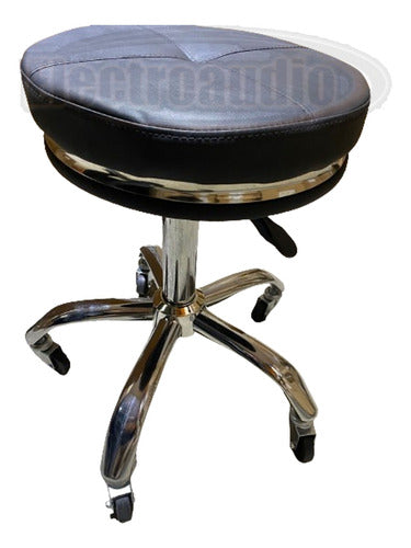 Generic Adjustable Chromed Stool with Wheels for Musicians and Consultations 1