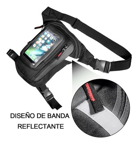 Bolso Muslera Pierna Moto Porta Celular Desmontable Premium 2