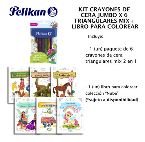 Pelikan Kit Crayones De Cera Mix X6 + 1 Libro P/colorear 1