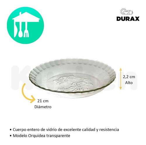 Durax Juego Vajilla 18 Piezas Set De Platos Vidrio Orquidea 2