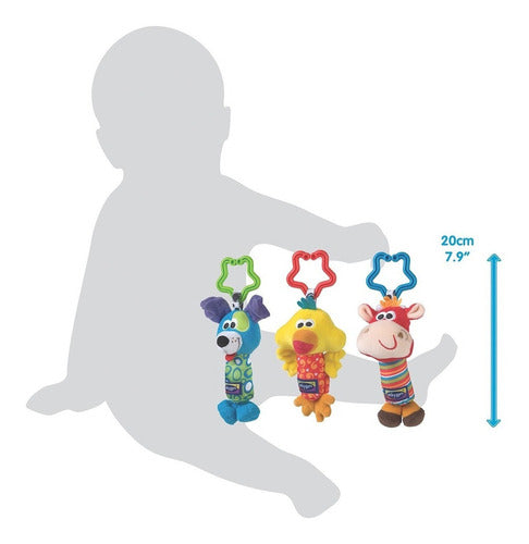 Playgro Tinkle Trio Hanging Rattles and Toys Set for Baby Stimulation 4