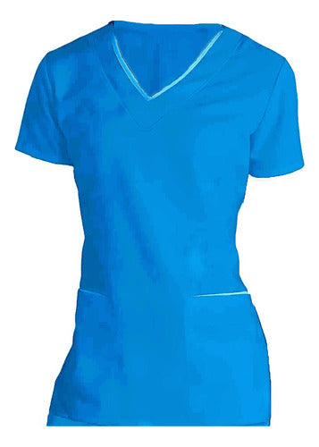 Fitted Medical Jacket with V-Neck and Spandex Trims 13