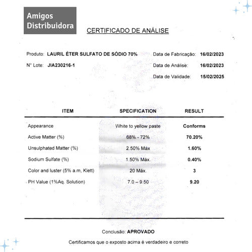 Lauril 70 (lauril Sulfato De Sódio Em Pasta 70%) 1 Kg 2